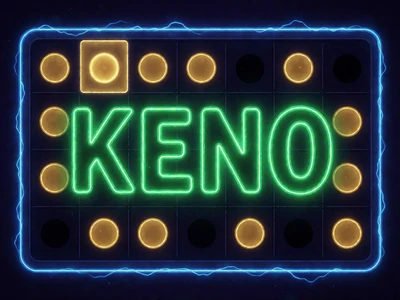 Keno Zahlen-Board mit smaragd-gr&uuml;nen Feldern und goldenen Treffer-Markierungen bei Rainbet