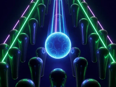 Plinko Spiel mit leuchtendem Ball der durch Neon-Nagel-Pyramide bei Rainbet Casino f&auml;llt